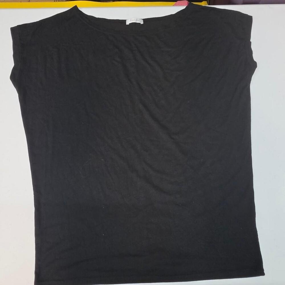 Black draped sleeveless top size